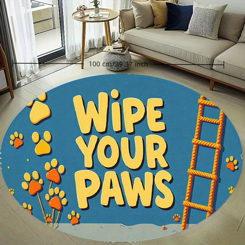 Round Paw Print Nursery Rug Cu - Baby Nursery Animal Theme review and price