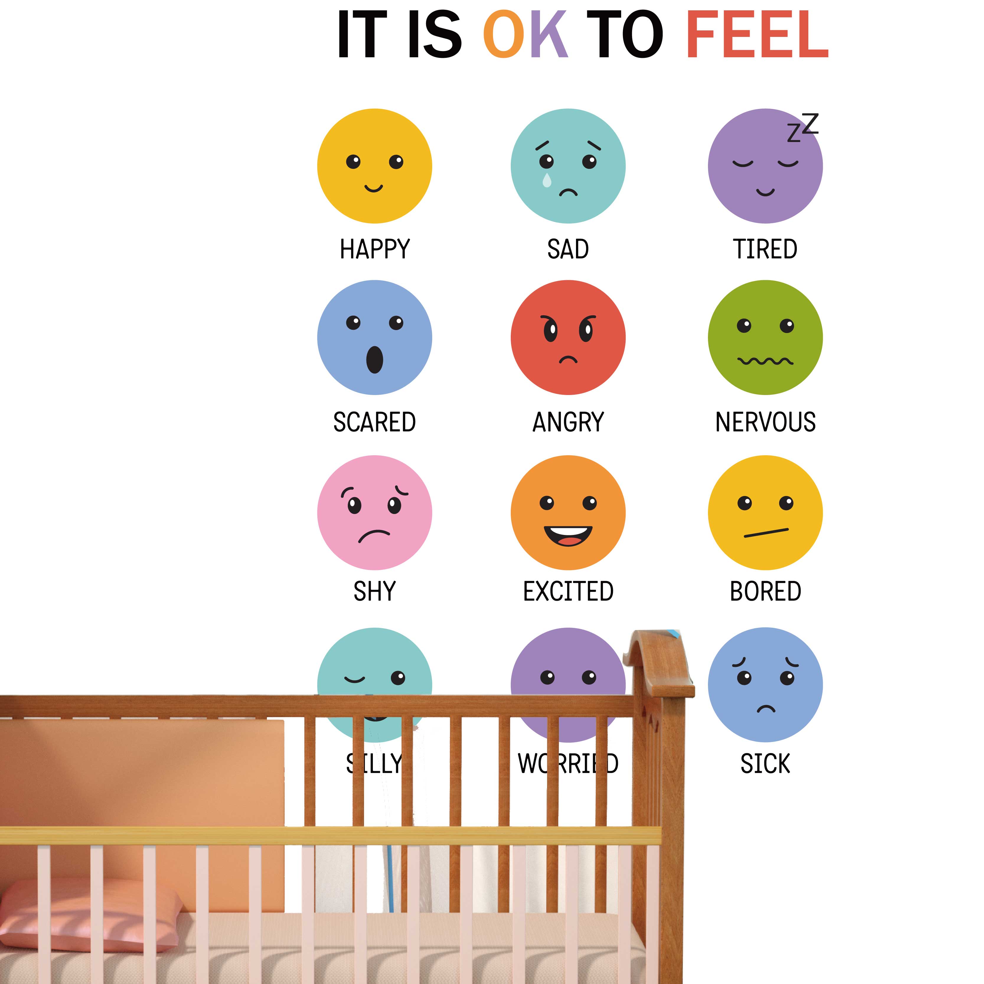 3D Colorful 12 Types of Emotic - Baby Nursery Set Furniture review and price