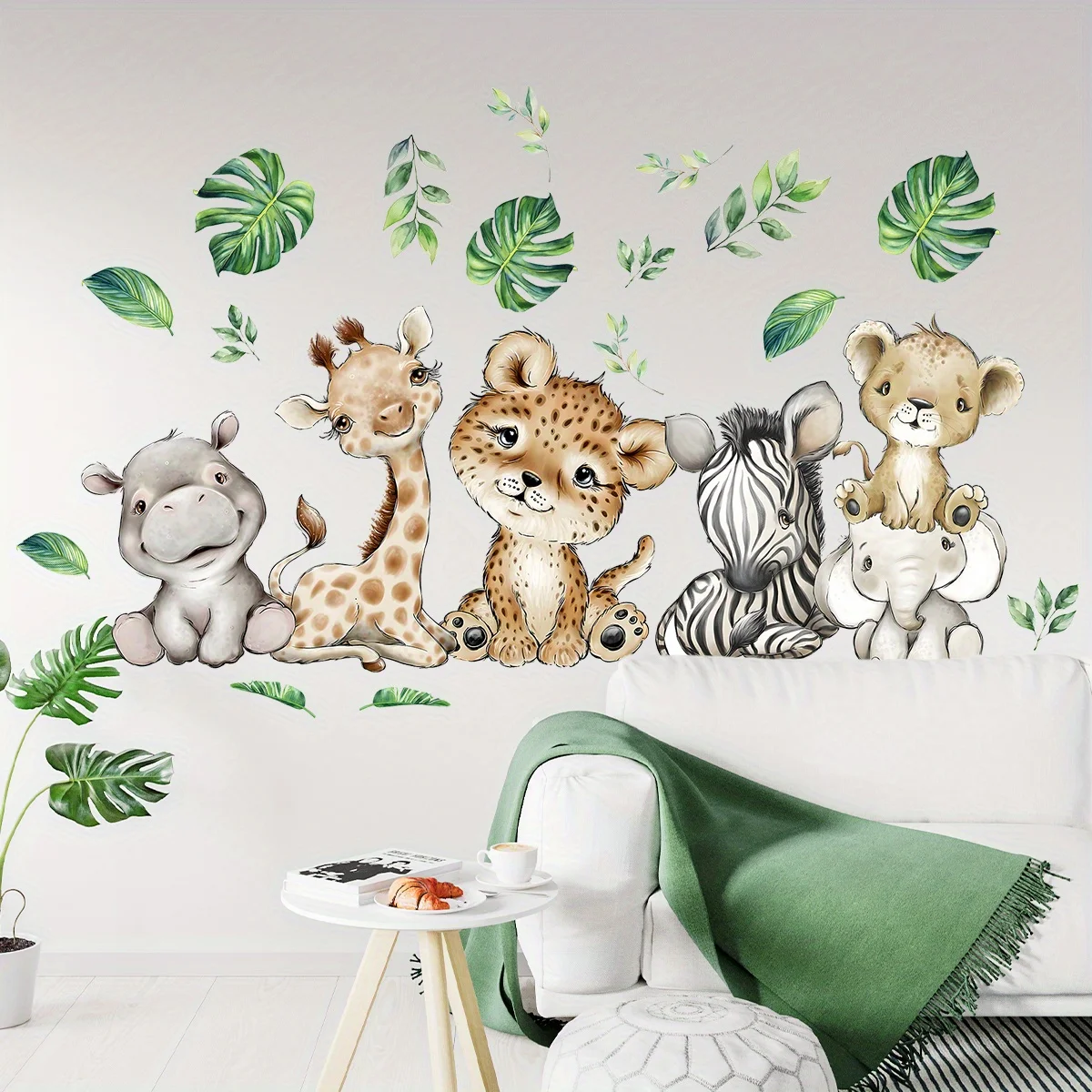1PC Cartoon Cute Hippo Tiger E - Baby Nursery Wall Mural review and price