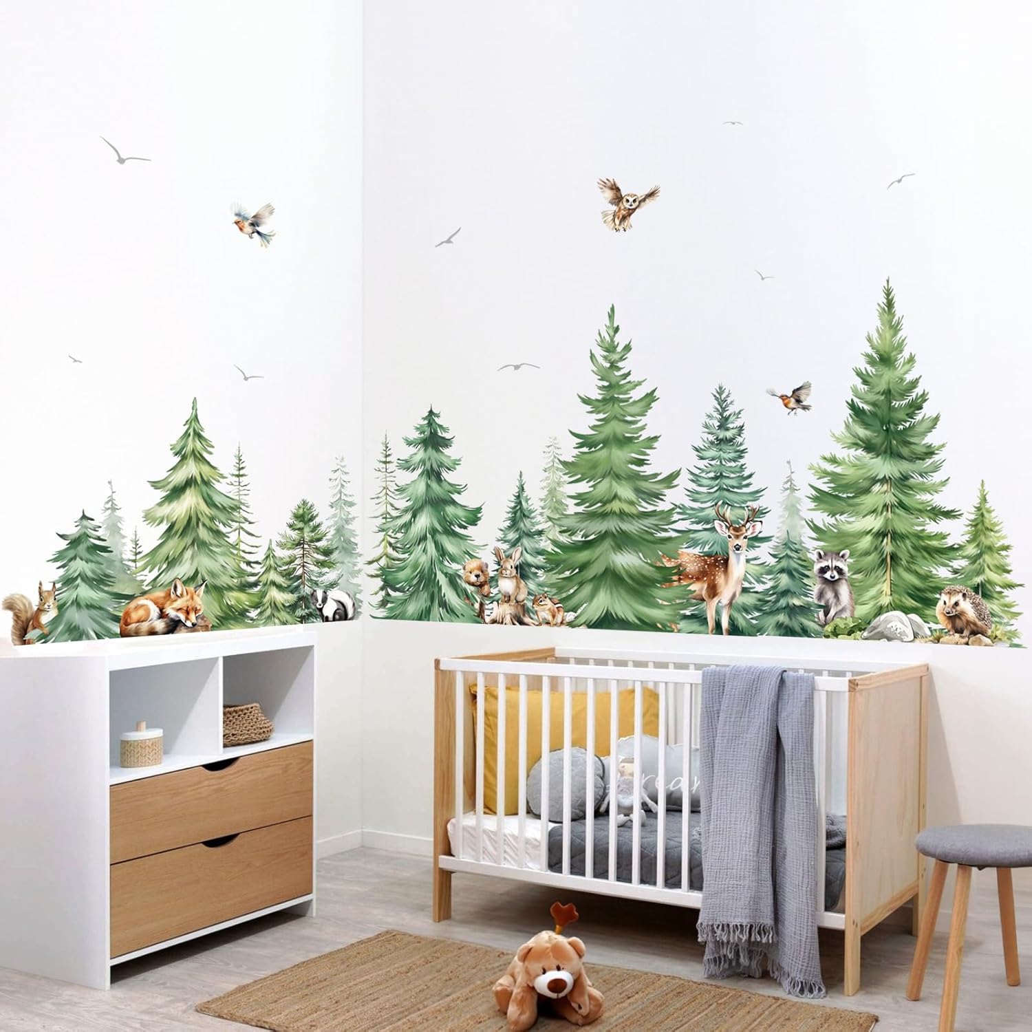 Large Watercolor Pine Tree Ani - Baby Nursery Set Furniture review and price