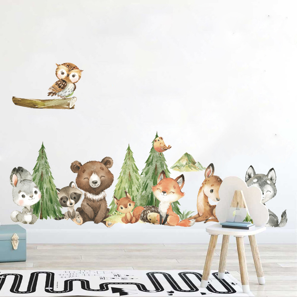 Cartoon Watercolor  Forest Ani - Baby Nursery Set Furniture review and price