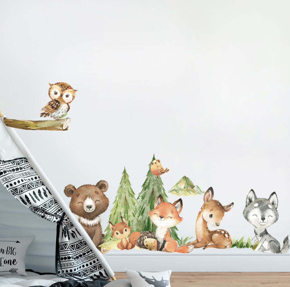 Cartoon Watercolor  Forest Ani - Baby Nursery Set Furniture review and price