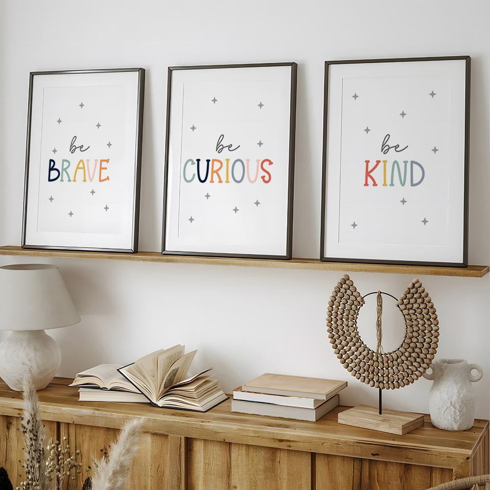 3pcs Be Brave And Kind Posters - Baby Nursery Quotes Wall Art review and price