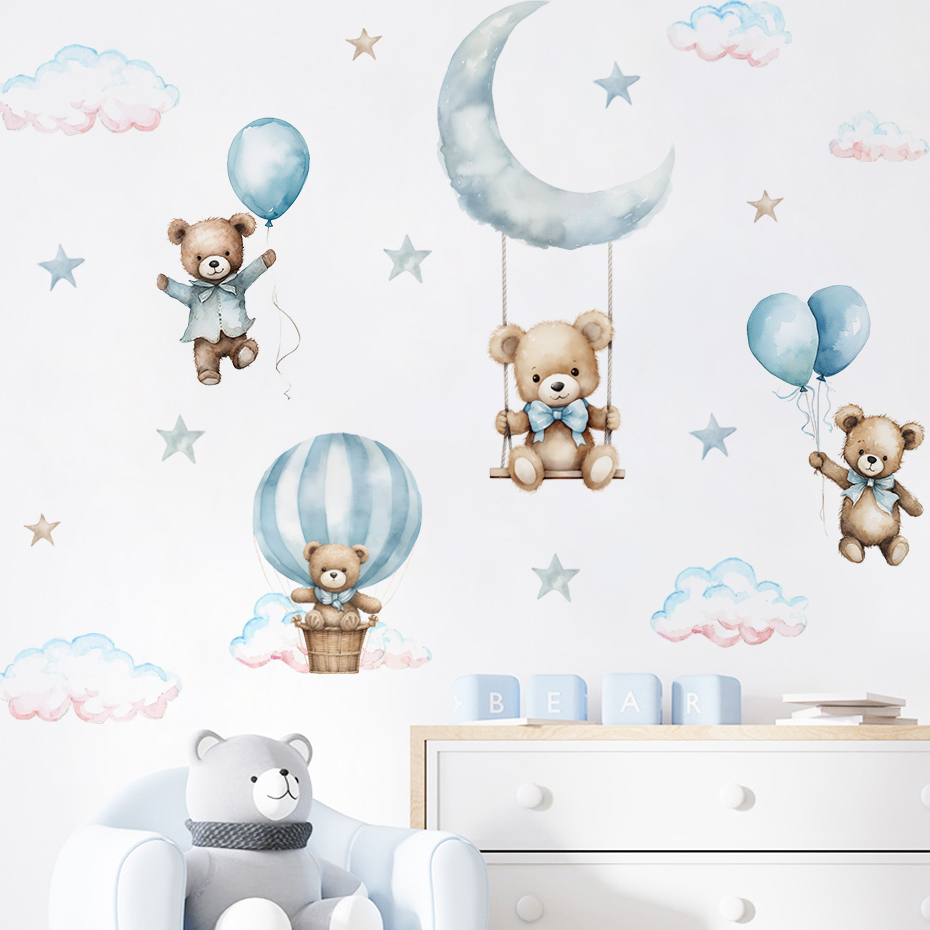 Watercolor Bear Hot Air Balloo - Baby Nursery Set Furniture review and price