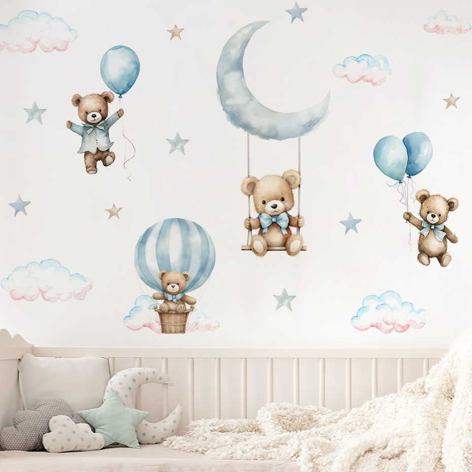 Watercolor Bear Hot Air Balloo - Baby Nursery Set Furniture review and price
