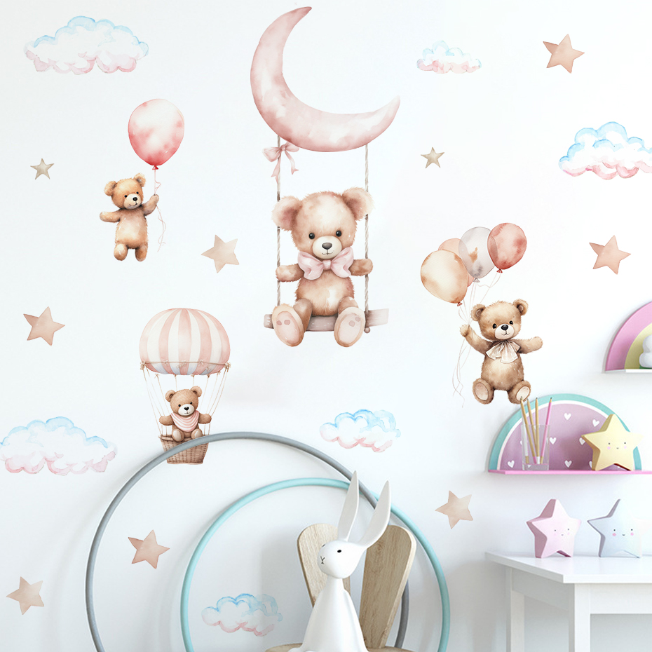Watercolor Bear Hot Air Balloo - Baby Nursery Set Furniture review and price