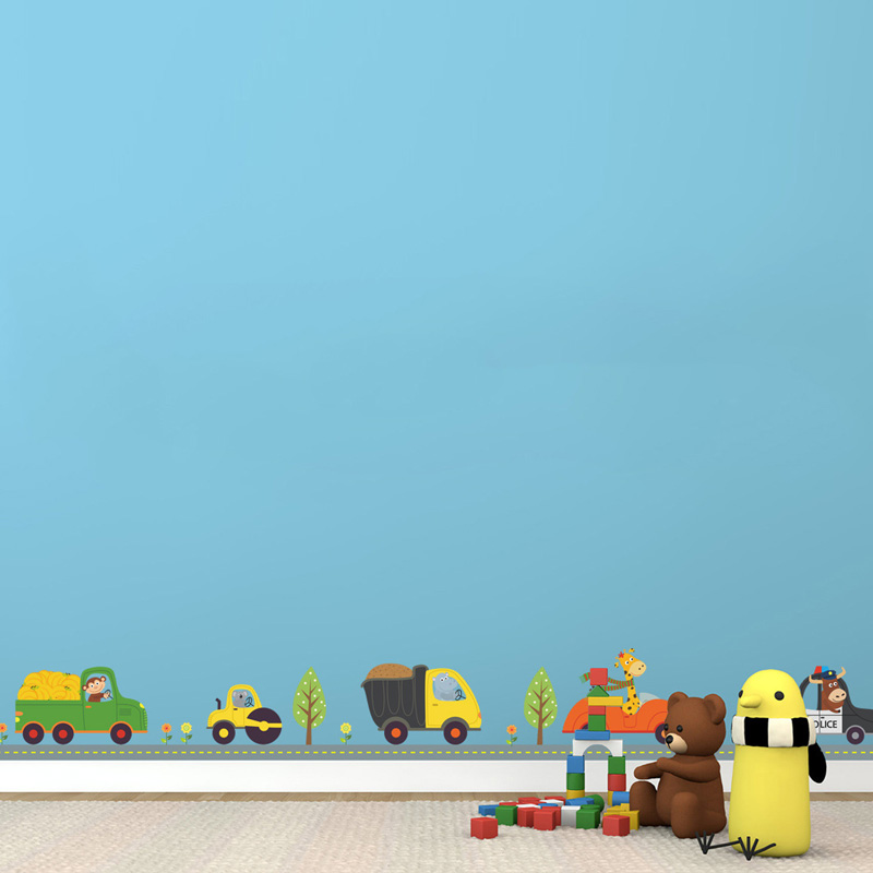 Cartoon Animals Car Wall Stick - Baby Nursery Wall Mural review and price