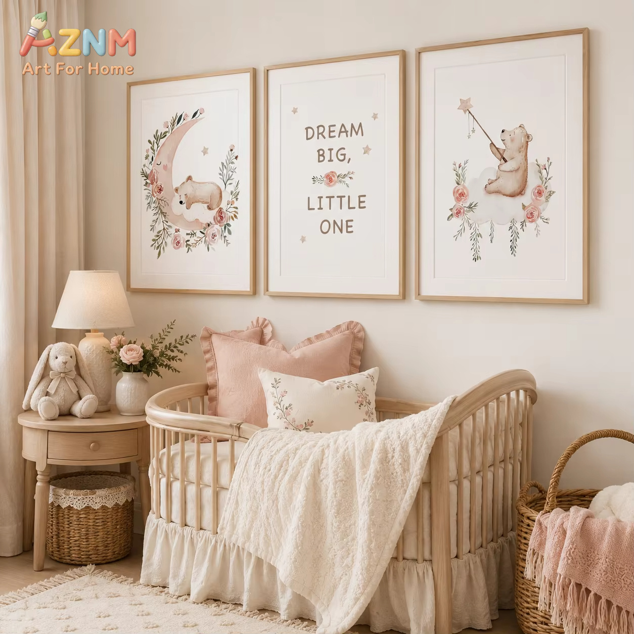 AZNM Nursery Flower Wall Art,  - Baby Nursery Quotes Wall Art review and price