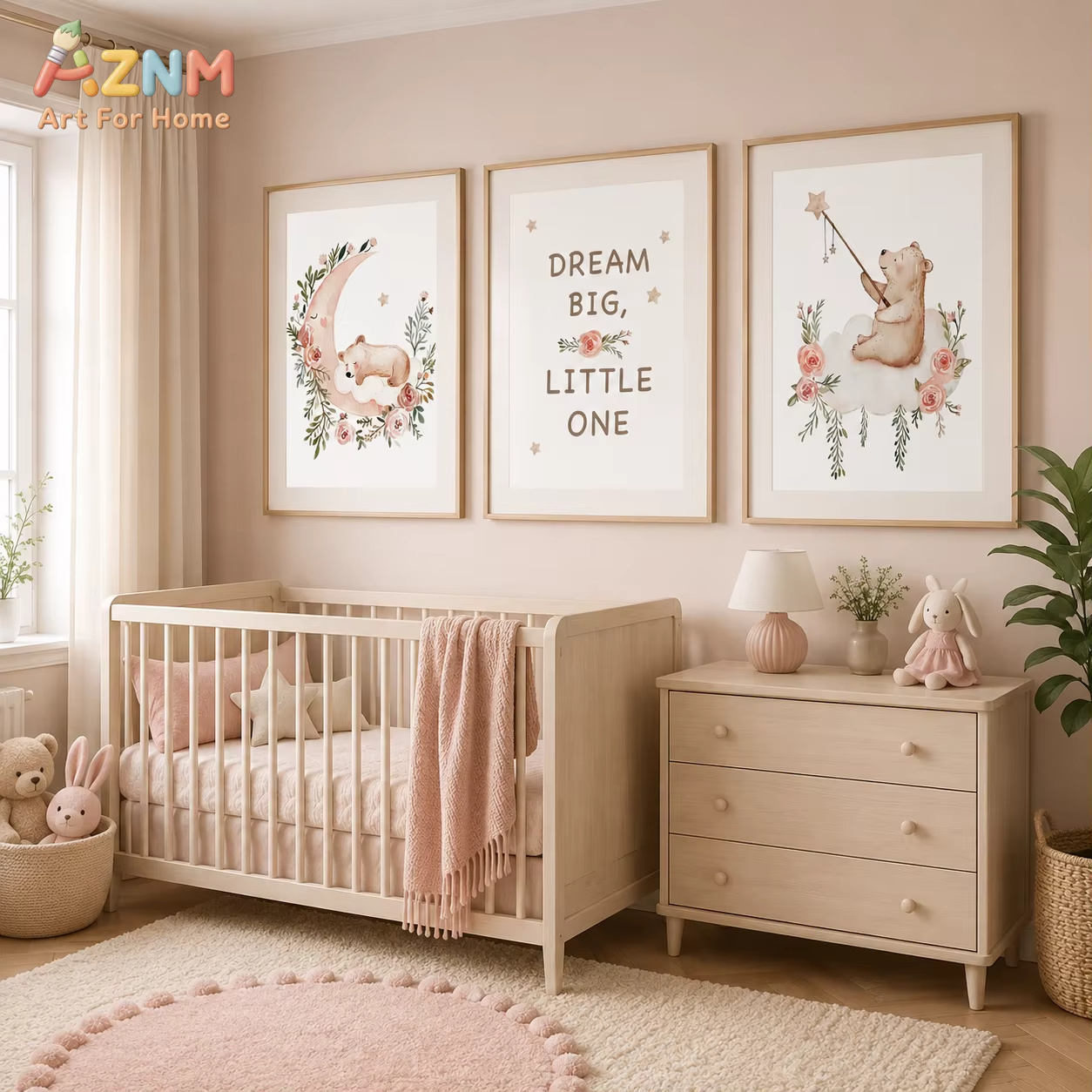 AZNM Nursery Flower Wall Art,  - Baby Nursery Quotes Wall Art review and price