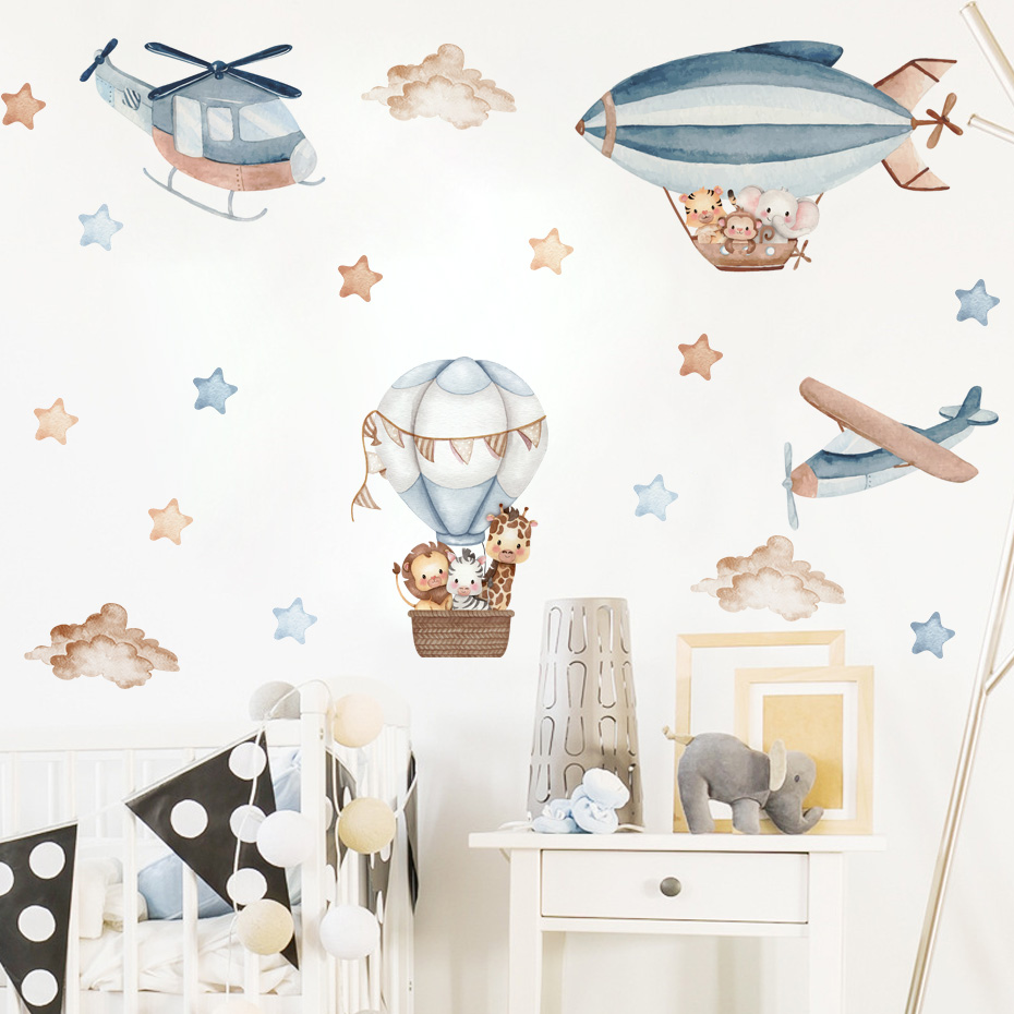 Watercolor Animals Hot Air Bal - Baby Nursery Set Furniture review and price