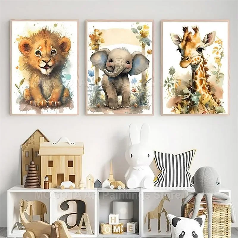 Watercolor Lion Giraffe Tiger  - Baby Nursery Wall Art review and price