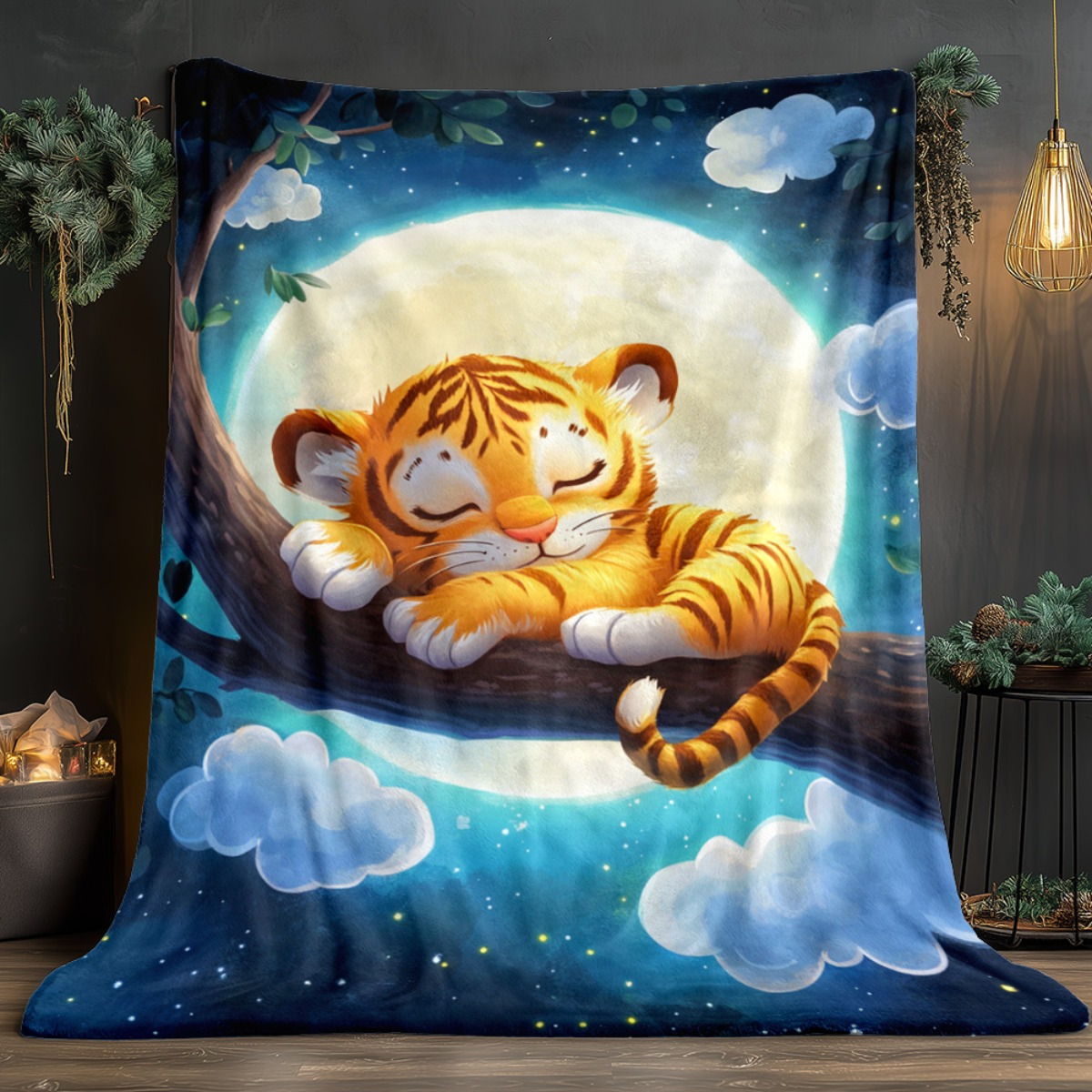 Cute sleeping tiger on tree br - Baby Nursery Animal Theme review and price