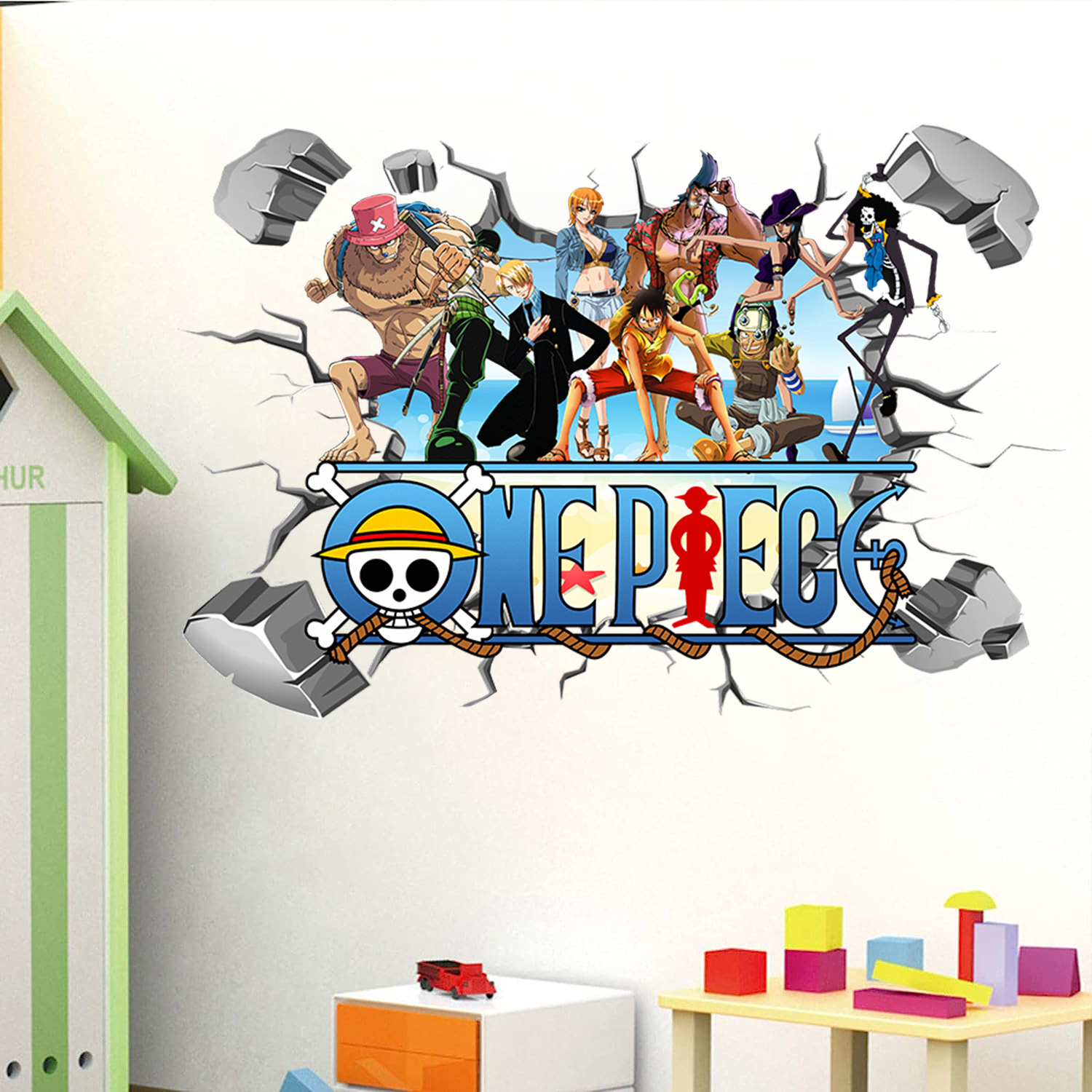 Cartoon One Piece Luffy 3D Wal - Baby Nursery Wall Mural review and price