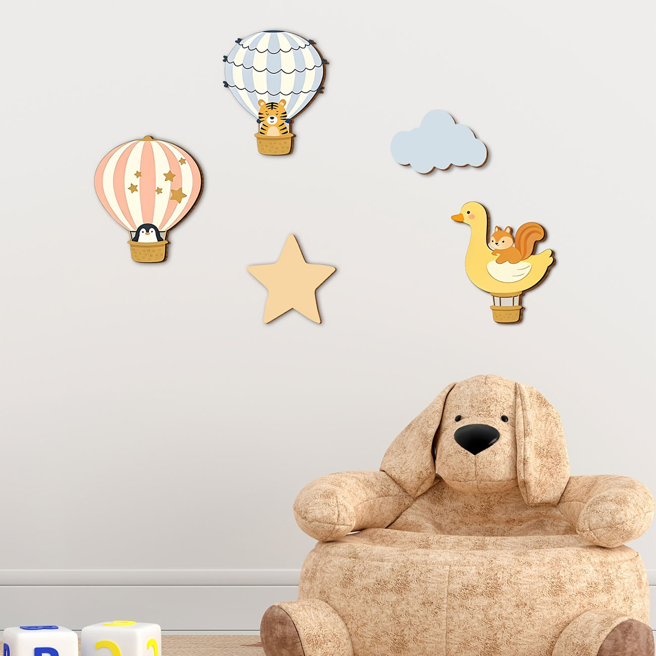 5Pcs Animal Hot Air Balloon Wo - Baby Nursery Wall Mural review and price