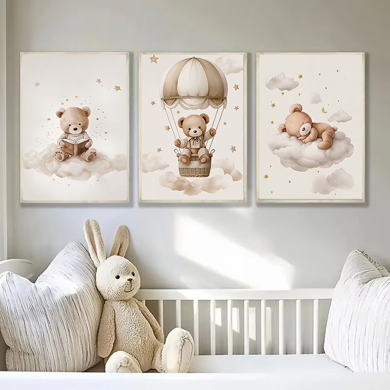 3pcs/set Bohemian Teddy Bear A - Baby Nursery Wall Art review and price